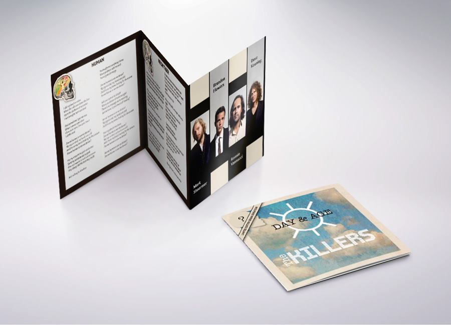 Diseño del folleto con las letras de las canciones del álbum Day and Age de The Killers.