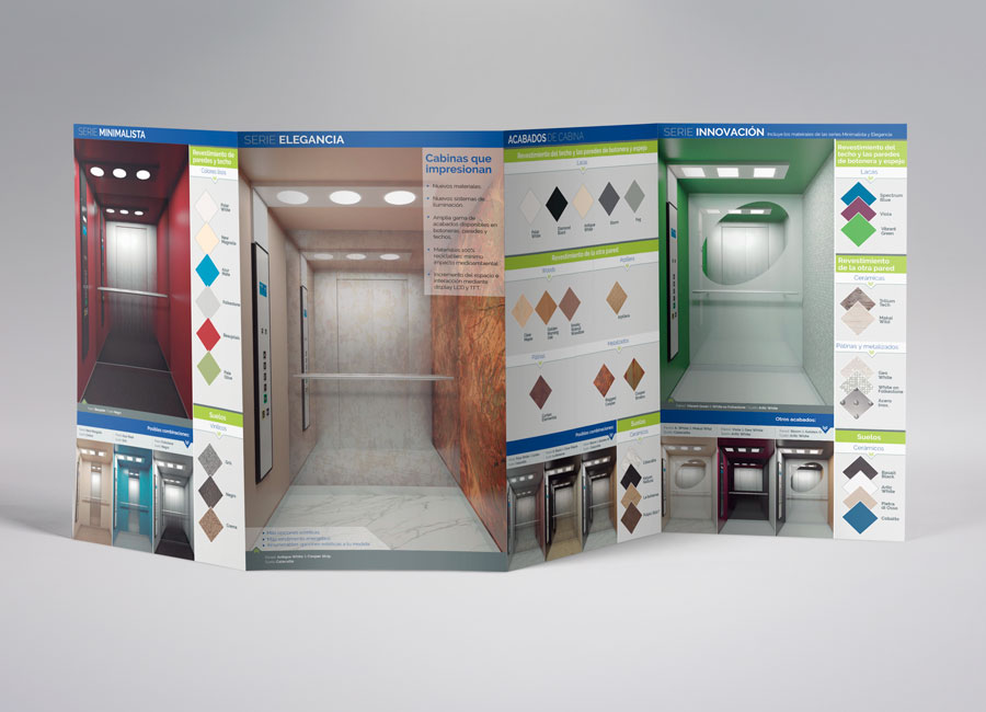 Catálogo mantenimiento de ascensores, diseño de mariposa, cara B