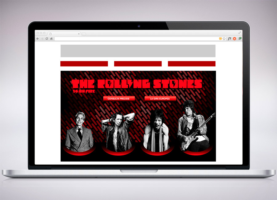 Site interactivo informativo de la gira de los Rolling Stones 2014 realizado en Adobe Flash con java script 2