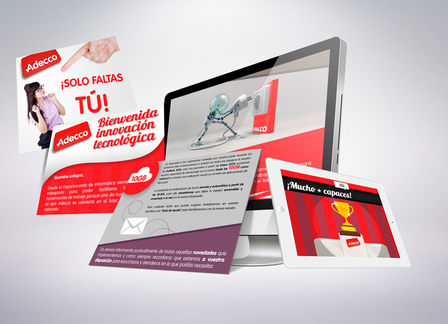 Diseño de comunicados online y e-mailing marketing para Adecco