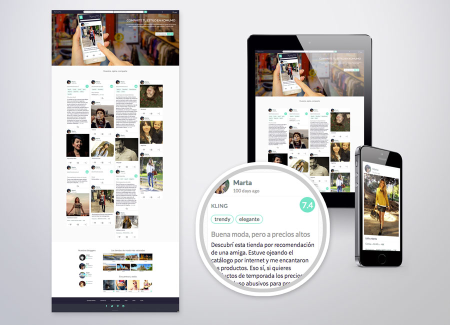 Diseño web de la vista responsive del muro de actividad en tablet y en móvil