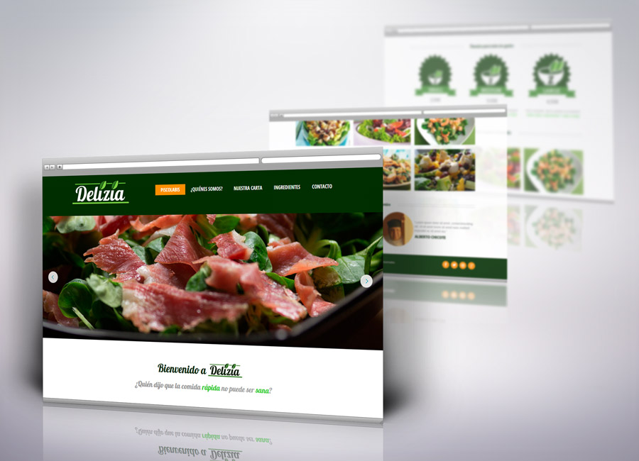 Pantallas web del restaurante Delizia